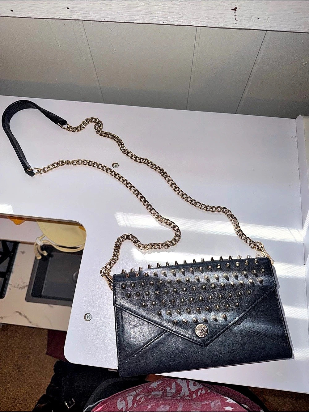 Rebecca Minkoff Studded Chain Clutch in Black